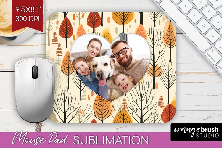 Autumn Photo Frame Mouse Pad Sublimation, Add Your Picture