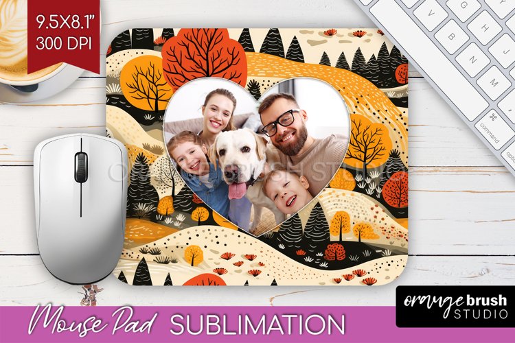 Autumn Photo Frame Mouse Pad Sublimation, Add Your Picture example image 1