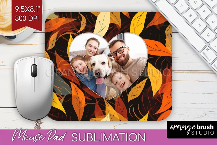 Autumn Photo Frame Mouse Pad Sublimation, Add Your Picture
