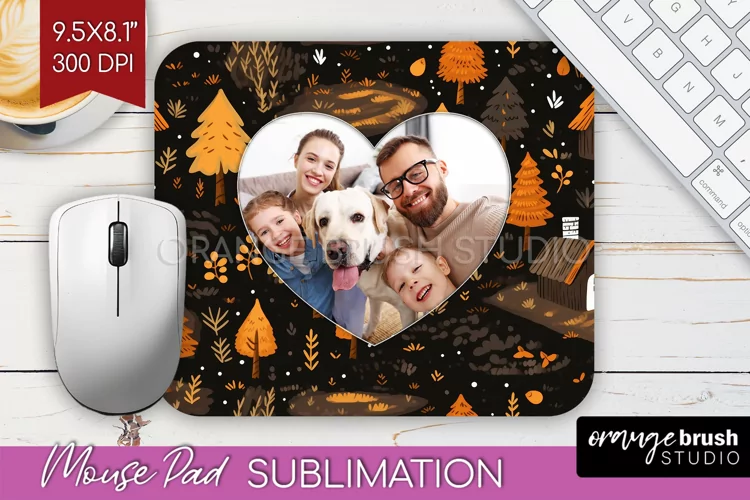 Autumn Photo Frame Mouse Pad Sublimation, Add Your Picture