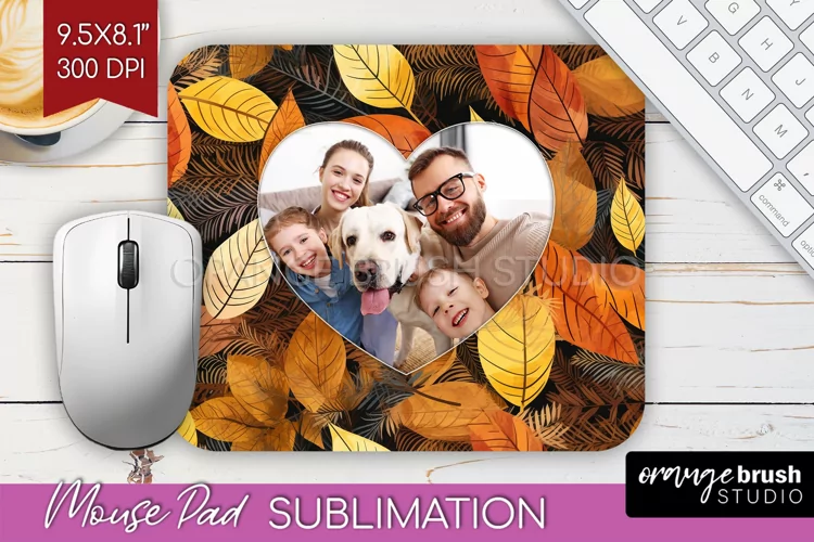 Autumn Photo Frame Mouse Pad Sublimation, Add Your Picture