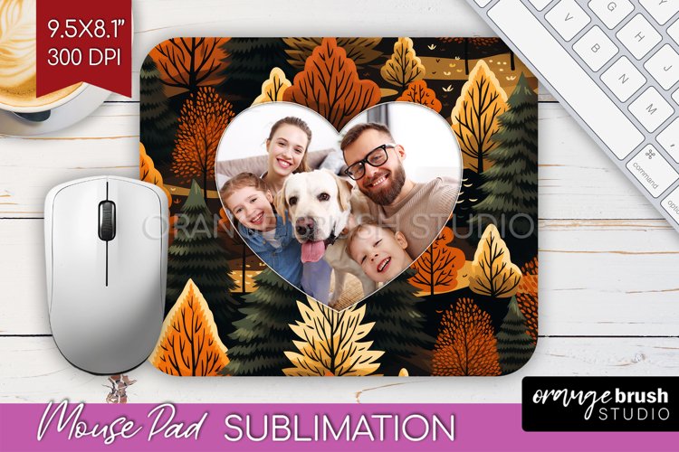 Autumn Photo Frame Mouse Pad Sublimation, Add Your Picture example image 1