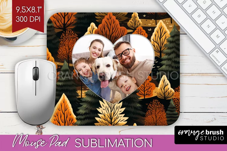 Autumn Photo Frame Mouse Pad Sublimation, Add Your Picture