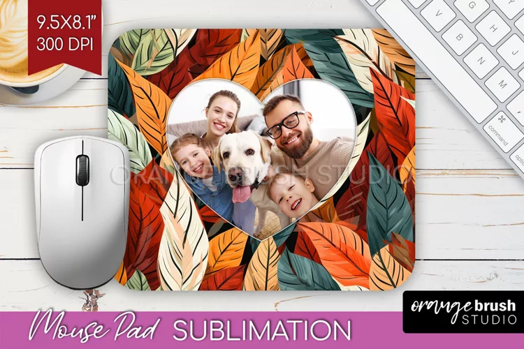 Autumn Photo Frame Mouse Pad Sublimation, Add Your Picture