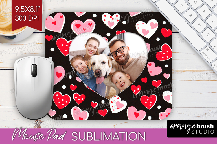 Heart Pattern Photo Mouse Pad PNG - Valentines Day Picture