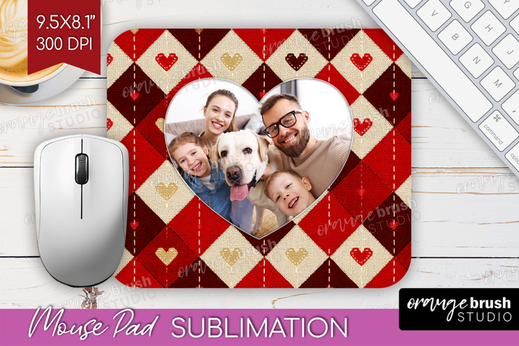 Heart Pattern Photo Mouse Pad PNG - Valentines Day Picture