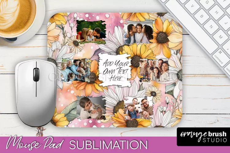 Photo Mouse Pad Sublimation, Floral Mouse Pad Picture Frame