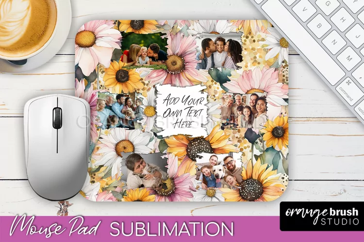 Photo Mouse Pad Sublimation, Floral Mouse Pad Picture Frame
