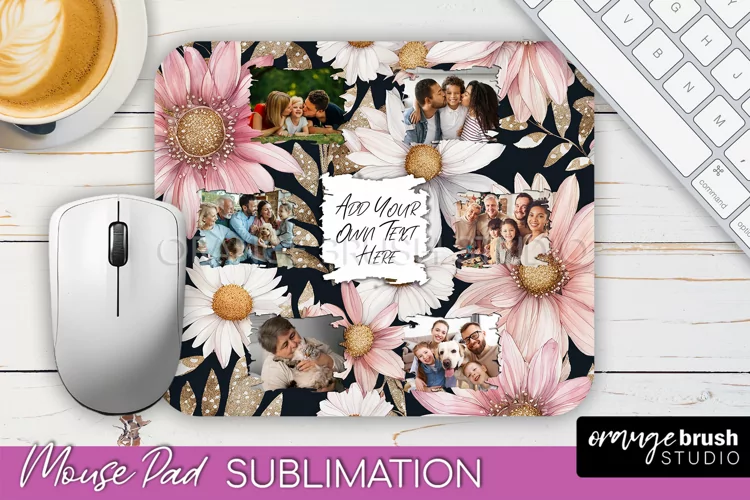 Photo Mouse Pad Sublimation, Floral Mouse Pad Picture Frame