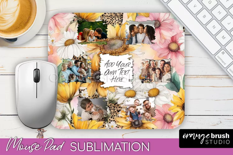 Photo Mouse Pad Sublimation, Floral Mouse Pad Picture Frame
