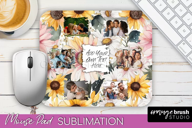 Photo Mouse Pad Sublimation, Floral Mouse Pad Picture Frame