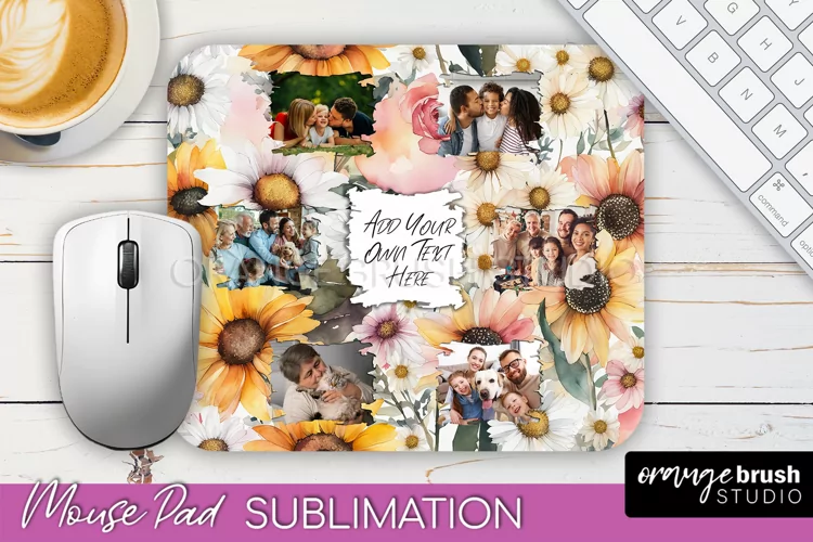 Photo Mouse Pad Sublimation, Floral Mouse Pad Picture Frame