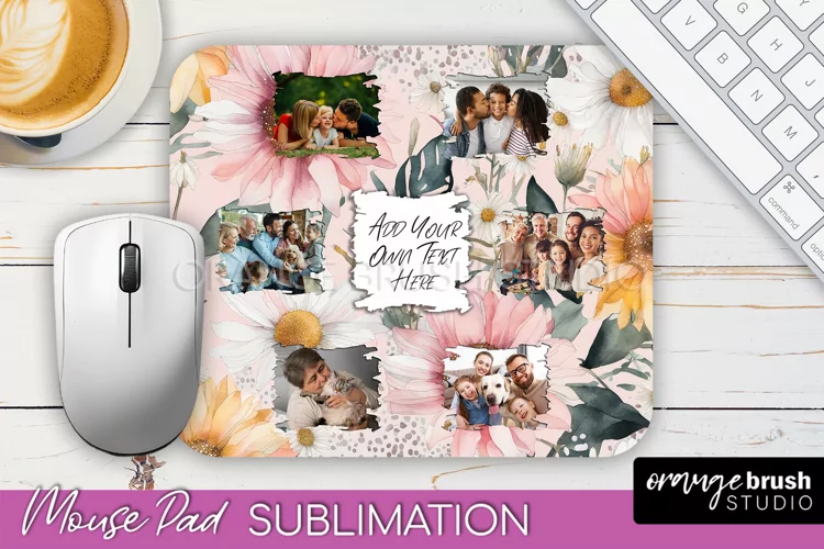 Photo Mouse Pad Sublimation, Floral Mouse Pad Picture Frame