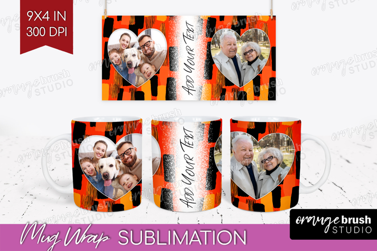 Halloween Photo Mug Wrap PNG - Brush Stroke Picture Frame