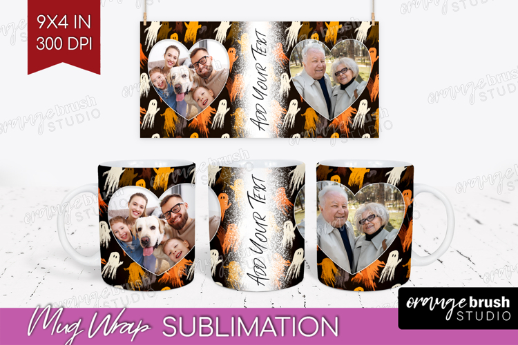 Halloween Photo Mug Wrap PNG - Brush Stroke Picture Frame