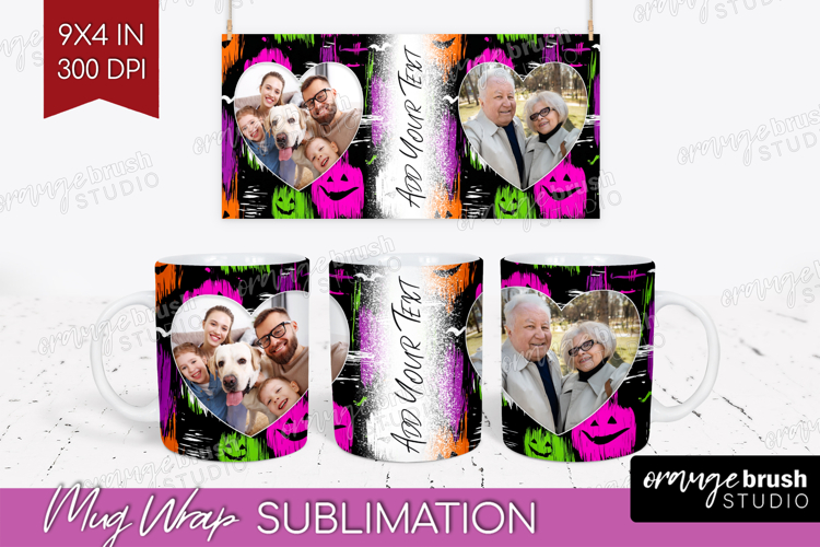 Halloween Photo Mug Wrap PNG - Brush Stroke Picture Frame