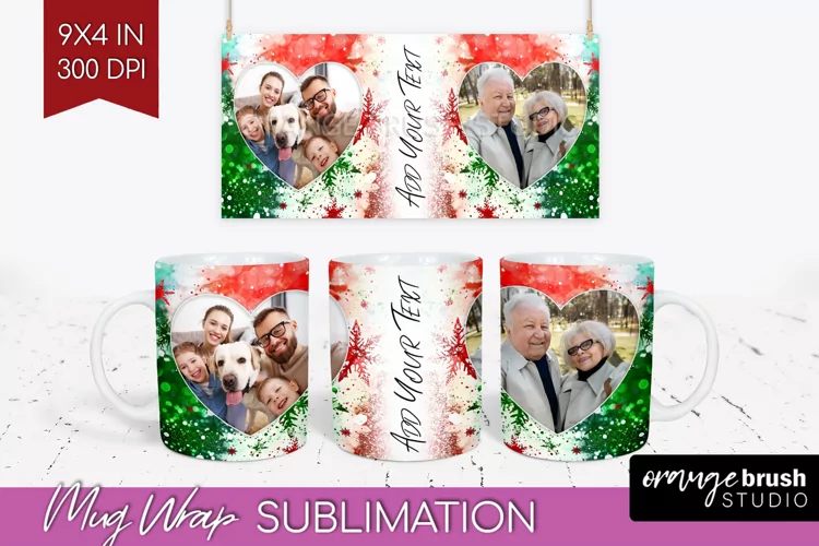 Christmas Photo Frame Mug Wrap - Tie Dye Mug Sublimation