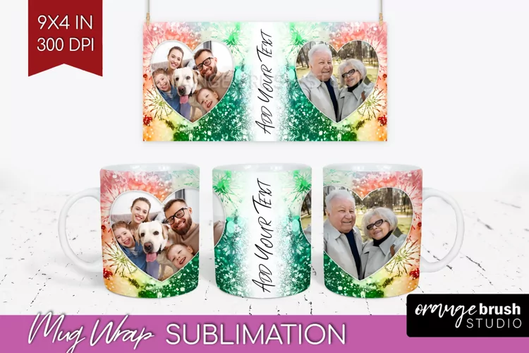Christmas Photo Frame Mug Wrap - Tie Dye Mug Sublimation