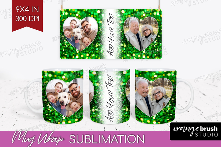 Glitter Photo Mug Wrap PNG - Sparkle Picture Frame Mug