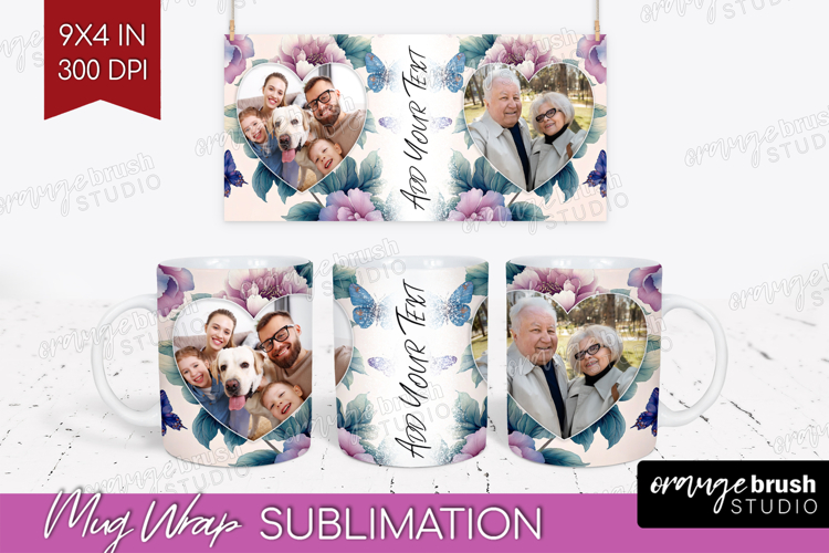 Floral Photo Mug Wrap PNG - Sping Flowers Picture Frame Mug