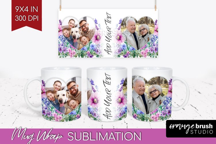 Wildflowers Photo Mug Wrap PNG - Floral Picture Frame Mug