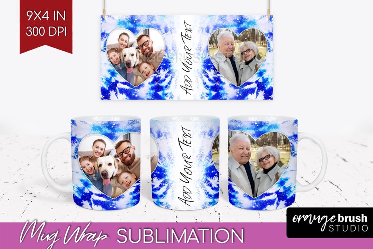 Winter Photo Frame Mug Wrap - Tie Dye Mug Sublimation example image 1