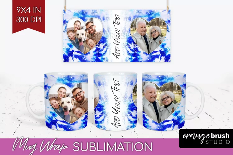 Winter Photo Frame Mug Wrap - Tie Dye Mug Sublimation