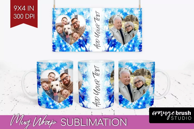 Winter Photo Frame Mug Wrap - Tie Dye Mug Sublimation