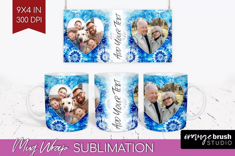 Winter Photo Frame Mug Wrap - Tie Dye Mug Sublimation