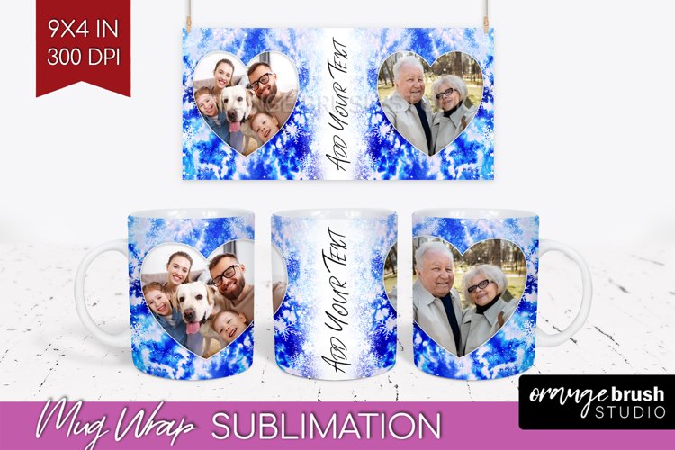 Winter Photo Frame Mug Wrap - Tie Dye Mug Sublimation example image 1