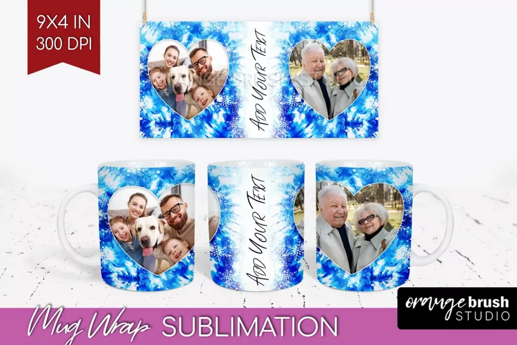 Winter Photo Frame Mug Wrap - Tie Dye Mug Sublimation