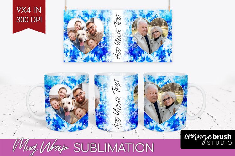 Winter Photo Frame Mug Wrap - Tie Dye Mug Sublimation example image 1