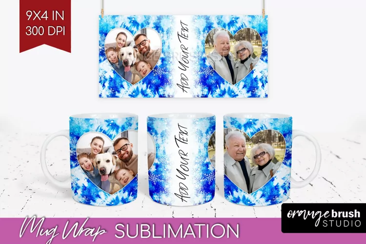 Winter Photo Frame Mug Wrap - Tie Dye Mug Sublimation