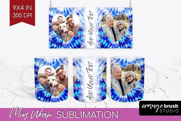Winter Photo Frame Mug Wrap - Tie Dye Mug Sublimation example image 1