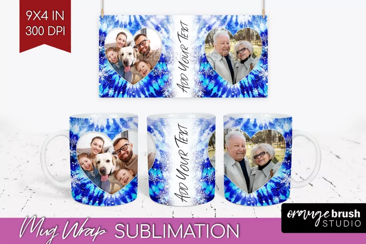Winter Photo Frame Mug Wrap - Tie Dye Mug Sublimation