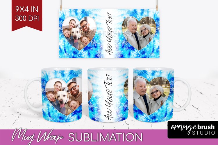 Winter Photo Frame Mug Wrap - Tie Dye Mug Sublimation example image 1