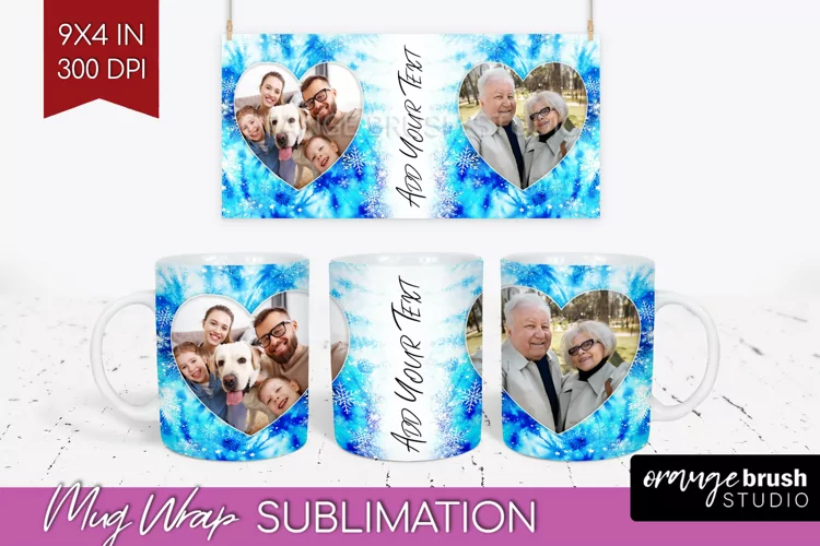 Winter Photo Frame Mug Wrap - Tie Dye Mug Sublimation