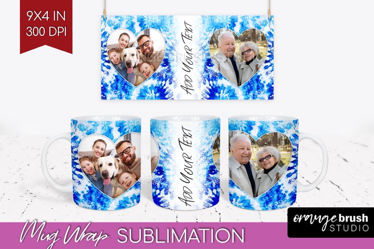 Winter Photo Frame Mug Wrap - Tie Dye Mug Sublimation example image 1