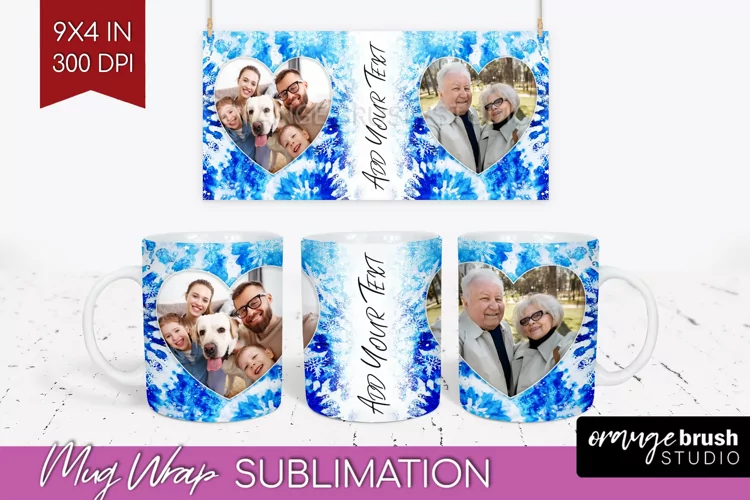 Winter Photo Frame Mug Wrap - Tie Dye Mug Sublimation