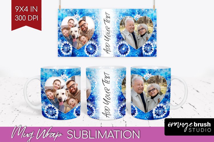 Winter Photo Frame Mug Wrap - Tie Dye Mug Sublimation example image 1