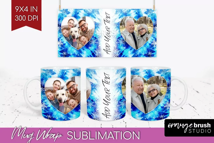 Winter Photo Frame Mug Wrap - Tie Dye Mug Sublimation