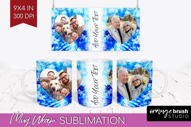 Winter Photo Frame Mug Wrap - Tie Dye Mug Sublimation example image 1