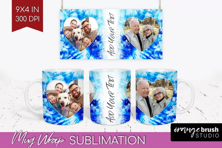 Winter Photo Frame Mug Wrap - Tie Dye Mug Sublimation