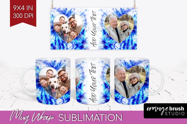 Winter Photo Frame Mug Wrap - Tie Dye Mug Sublimation example image 1