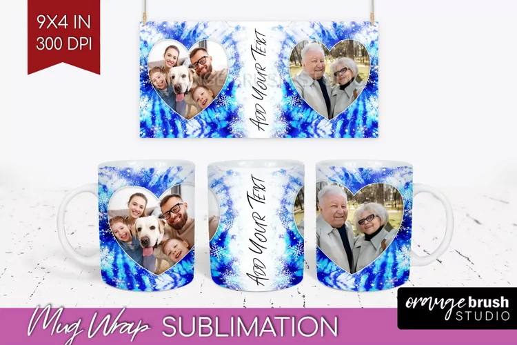 Winter Photo Frame Mug Wrap - Tie Dye Mug Sublimation