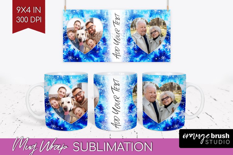 Winter Photo Frame Mug Wrap - Tie Dye Mug Sublimation example image 1
