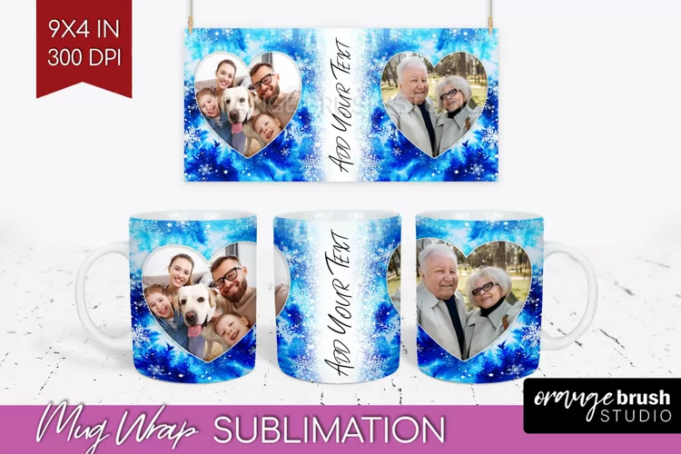 Winter Photo Frame Mug Wrap - Tie Dye Mug Sublimation