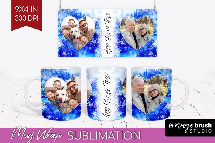 Winter Photo Frame Mug Wrap - Tie Dye Mug Sublimation example image 1