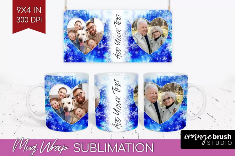Winter Photo Frame Mug Wrap - Tie Dye Mug Sublimation