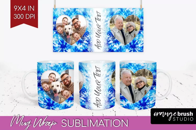 Winter Photo Frame Mug Wrap - Tie Dye Mug Sublimation